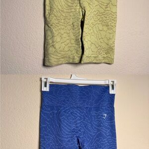 Animal Printer GYMSHARK Biker Shorts Set - Yellow and Blue